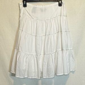 G-155‎ XOXO White Sequin Tiered A-line Lined MIDI Skirt Size S